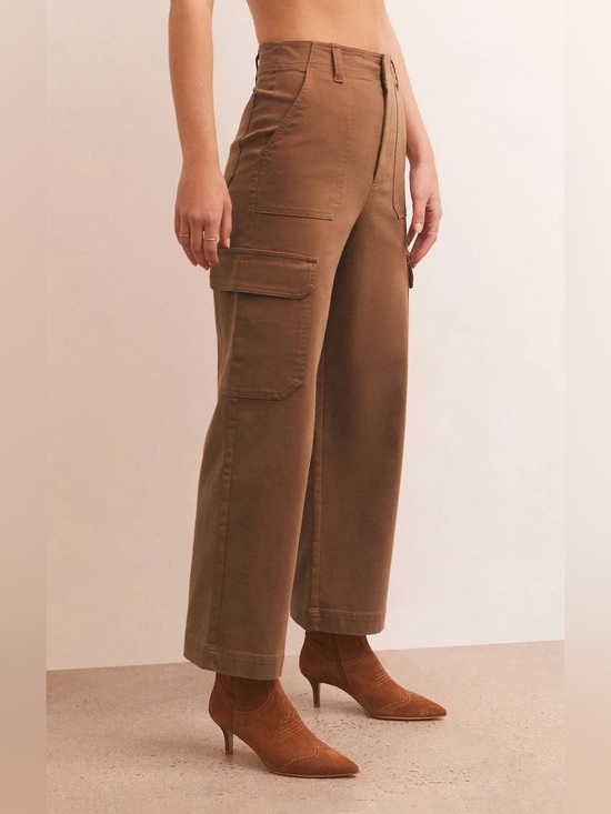 Z Supply Pants - Z Supply Noah Cargo Pant Stretch Cotton Twill Lyocell Chestnut Brown